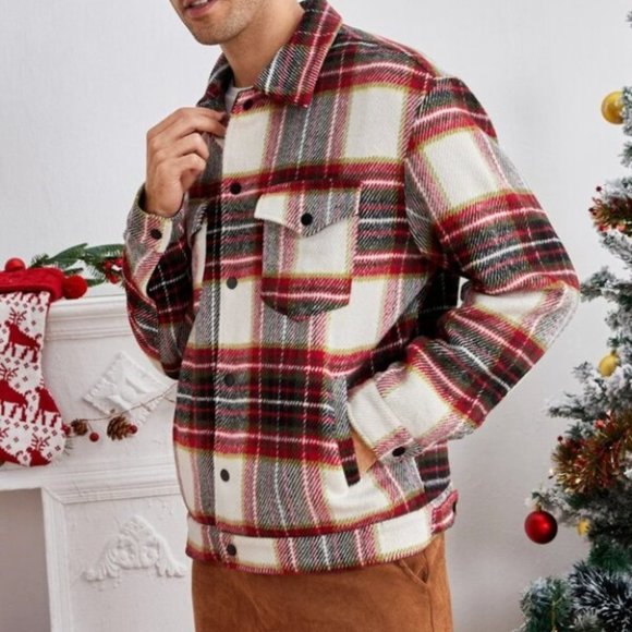 CASUAL CONTEMPORARY Men Tartan Flap Pocket Overcoa - Picture 4 of 5